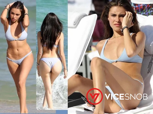 Madison Beer vacating in hot bikini dress