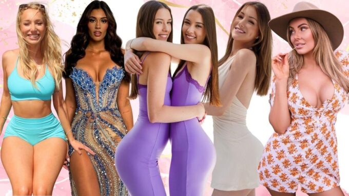 A lineup of popular female influencers and content creators posing confidently in stylish outfits, often associated with viral OnlyFans Challenges.