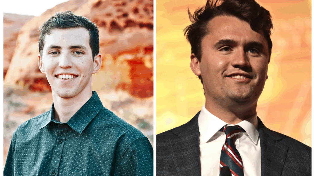 Charlie Kirk News – Side-by-side photo of Tyler Robinson and Charlie Kirk, sparking questions about the latest investigation.