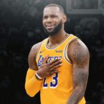 LeBron James reacts during an NBA Lakers game amid coverage of the LeBron James Scandal and gambling controversy.