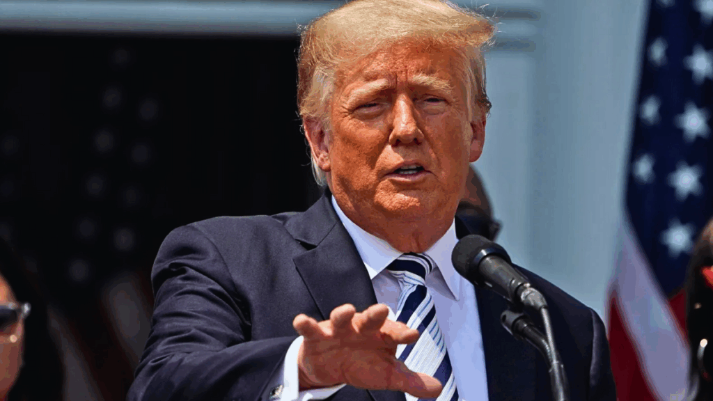 Donald Trump speaks at press conference amid Letitia James Trump appeal controversy.