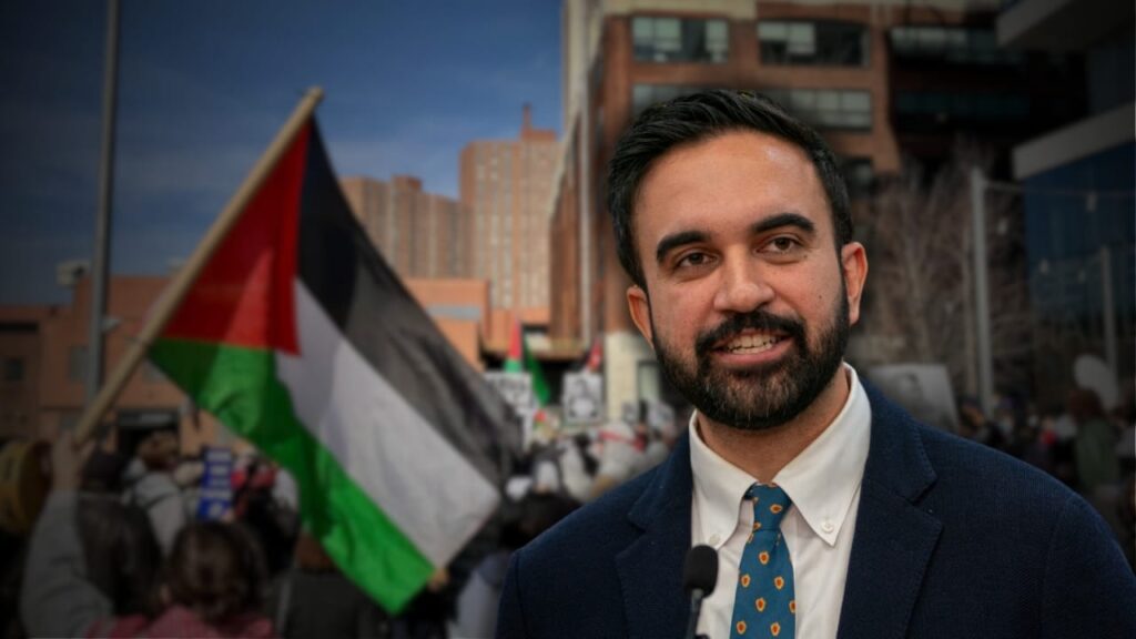 A portrait of Zohran Mamdani, who has been elected Zohran Mamdani NYC Mayor, with a slightly blurry background, highlighting his focus on issues like Pro-Palestinian views and Halal-Flation.