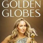A promotional image for the Golden Globes Nominees featuring Nikki Glaser in a sparkly dress holding a Golden Globe statuette. Text above her reads "GOLDEN GLOBES." The image suggests a list of shocking nominees has been released.