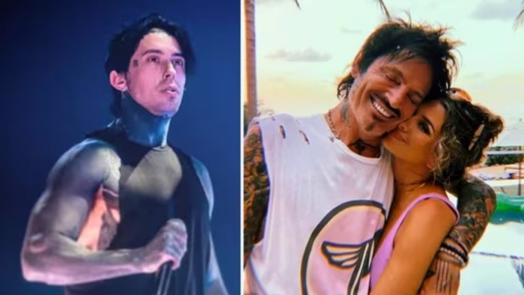 A split-screen thumbnail featuring a close-up of Ronnie Radke on the left, looking surprised with a red lightning bolt graphic separating him from Brittany Furlan, who is speaking into a podcast microphone on the right.
