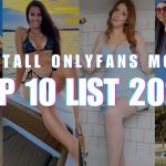 A collage for the "Top 10 List 2026" of best tall OnlyFans models featuring Ekaterina Lisina, Marie Temara, Katie Woolls, and BlissfulEllie in various settings like the beach, a boat, and a bathroom.