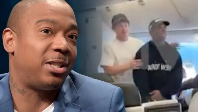 A headline graphic for a story titled "Ja Rule Issues Apology After Pillow Fight With Tony Yayo," detailing the aftermath of a heated mid-air confrontation between the two rappers that led to Ja Rule being removed from the aircraft.