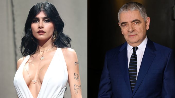 A side-by-side comparison image labeled "Real or Fake" that examines the hyper-realistic visuals used in the celebrity hoax. It investigates the origins of the Mia Khalifa dating Rowan Atkinson rumor, which started as a satirical post on Instagram.