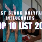 A promotional banner for a top 10 list of Black OnlyFans influencers in 2026, featuring a collage of professional portraits of various Black women creators.