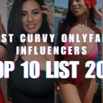 A promotional banner featuring a collage of popular curvy influencers for a top 10 list titled "Best Curvy OnlyFans Influencers – The Milf Creators You Need to Follow 2026."