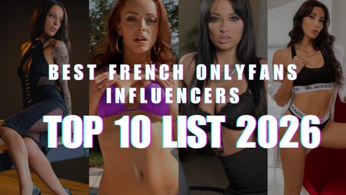 Alt text: "Collage of four women posing confidently, each in stylish outfits. Overlaid text reads 'Best French OnlyFans Influencers Top 10 List 2026'."