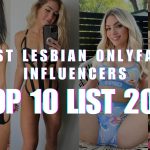Collage of attractive women in bikinis and lingerie with text ‘Best Lesbian OnlyFans Influencers Top 10 List 2026’ promotional banner