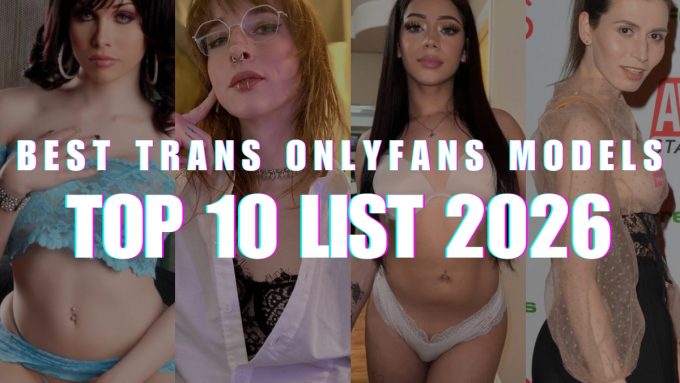 A collage composed of images of transgender OnlyFans models, featuring a prominent text overlay.