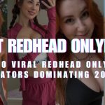 A collage featuring four popular Redhead OnlyFans creators in various poses, including swimwear and athletic wear, with bold text overlaying the center.