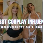 A collage featuring several Cosplay Influencers showcasing high-quality, diverse costumes, including a vampire-inspired gown, a stylized dragon character, a futuristic white bodysuit, and a female Deadpool variant. The image is overlaid with the text "Hottest Cosplay Influencers You Can't Ignore in 2026."