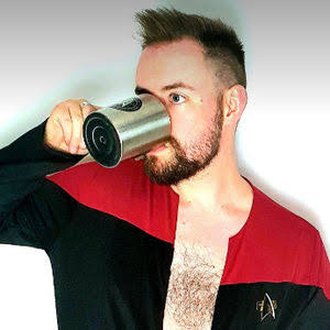 Irish OnlyFans model Prince Trek drinking from a metal mug in a Star Trek outfit