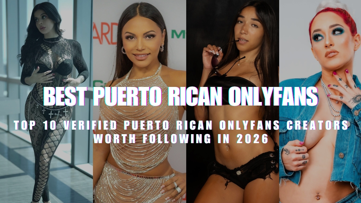 Banner for "Top 10 Verified Puerto Rican OnlyFans Creators Worth Following in 2026.jpg" featuring a four-panel collage of popular digital creators including Nicole Castillo, Brandy Salazar, Alexandra Pereles, and Elinnette. Bold text overlay reads "BEST PUERTO RICAN ONLYFANS" and "TOP 10 VERIFIED PUERTO RICAN ONLYFANS CREATORS WORTH FOLLOWING IN 2026."
