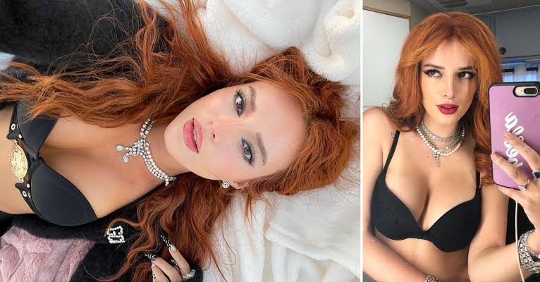 A split-screen image showing Bella Thorne in different poses, often used in discussions regarding her content earnings.