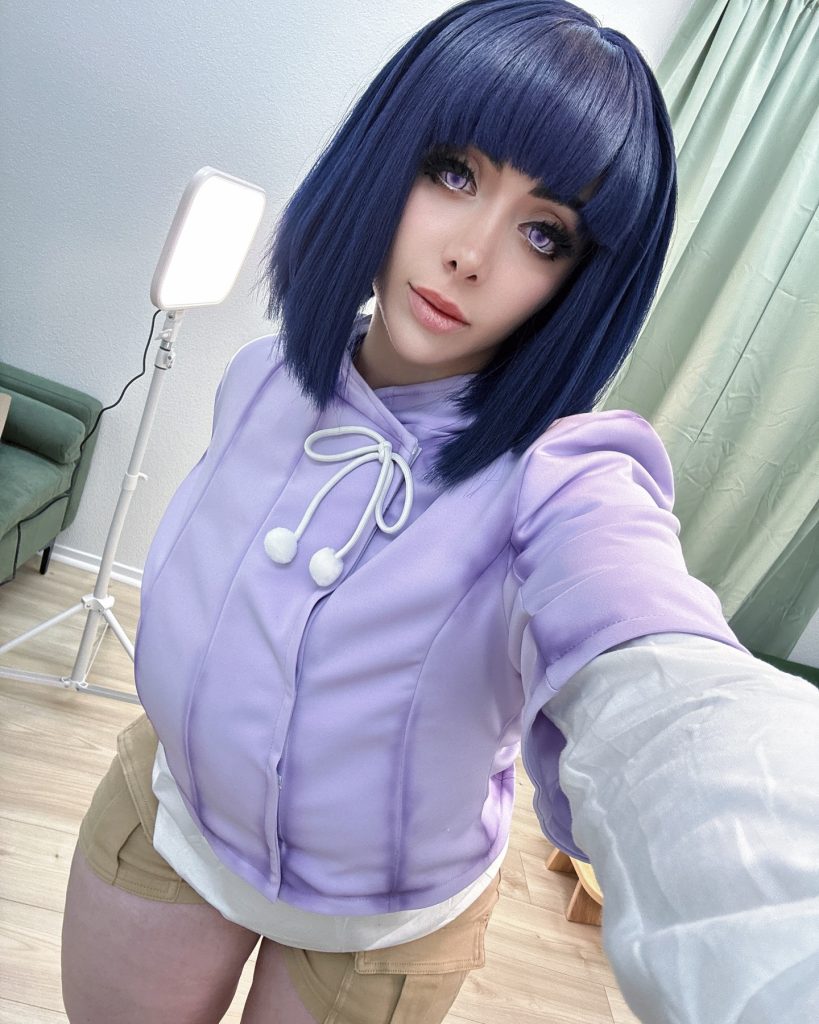 Momokun featuring a casual-style Sexy Anime Cosplay look with purple hair.