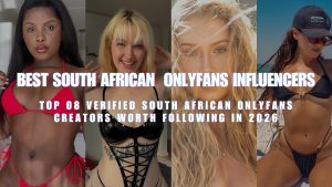 A collage featuring four different South African OnlyFans creators, overlaid with text that reads "Best South African OnlyFans Influencers: Top 08 Verified South African OnlyFans Creators Worth Following in 2026."