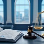 A gavel, scales of justice, and open law book displaying the platform logo in a courtroom setting, representing the OnlyFans Lawsuit 2026 referral case.