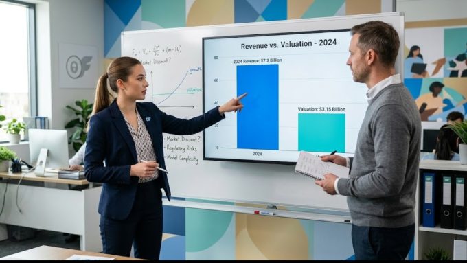 Presentation on OnlyFans Revenue showing a chart comparing $7.2 billion in revenue against a $3.15 billion valuation