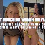 Four-panel collage featuring Sommer Ray, Daisy Keech, Jailyne Ojeda, and Katya Elise Henry with bold white text overlay reading "BEST MUSULAR WOMEN ONLYFANS" and "TOP 06 VERIFIED MUSCULAR WOMEN ONLYFANS PROFILES WORTH FOLLOWING IN 2026", incorporating the keyword Muscular Women OnlyFans.