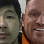 Side-by-side police mugshots of Alexander Tang and Dean Holmes, convicted in UK courts for non-consensual content and abuse, illustrating high-profile OnlyFans coercion court cases.