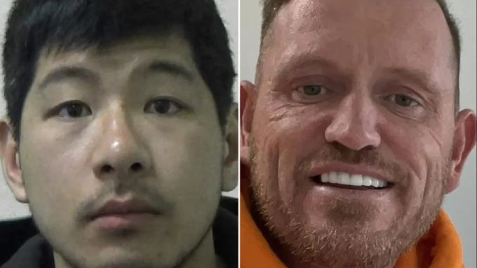 Side-by-side police mugshots of Alexander Tang and Dean Holmes, convicted in UK courts for non-consensual content and abuse, illustrating high-profile OnlyFans coercion court cases.