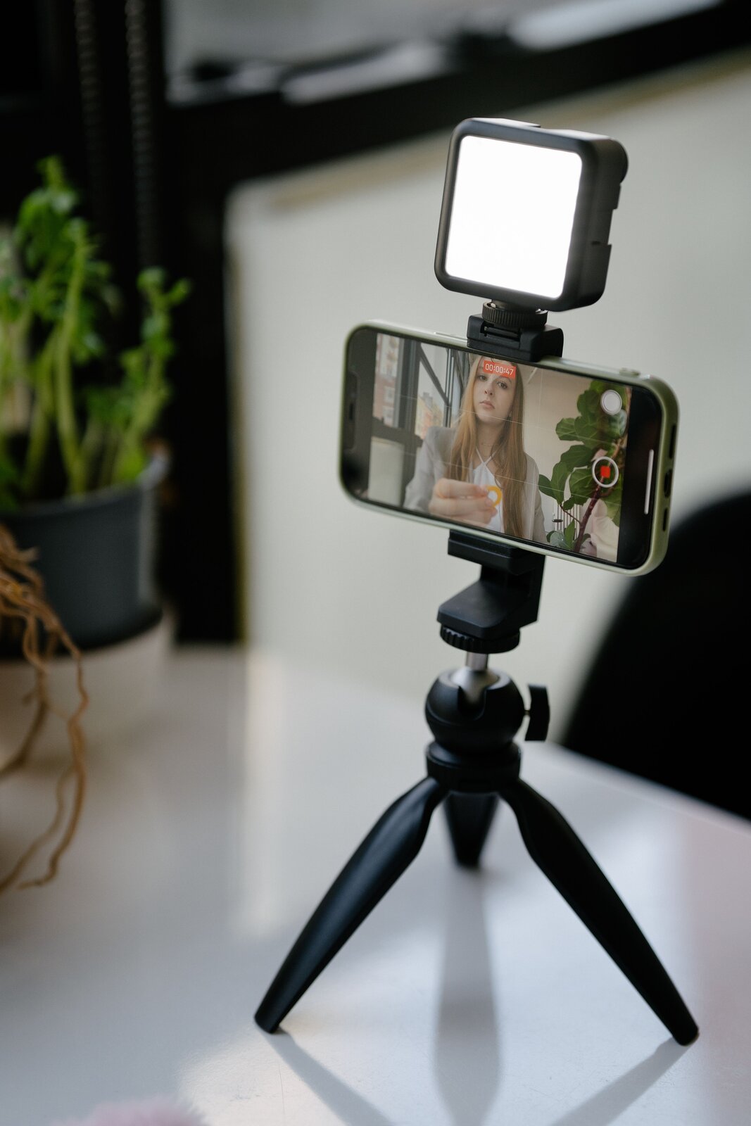 Content creator setting up a smartphone livestream, similar to OnlyFans creators affected by Sweden's law