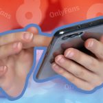 Close-up of hands typing on a smartphone with the OnlyFans logo background, addressing the question: Can OnlyFans Creators See Your Email?