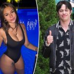 Pete Davidson OnlyFans discussion featuring a creator in a black swimsuit and Pete Davidson giving a thumbs up