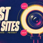 Poster-style graphic of a glowing ring light and webcam lens circled by five chat bubbles, with the headline Best Cam Sites